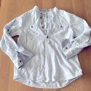 Boys cotton chambray mandarin collar shirt